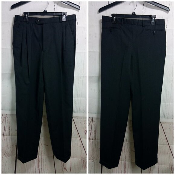 Society Brand Ltd By Hartmarx 44R 2 Button Charcoal 2pc Suit 32x31.5 Pleated - Picture 12 of 14